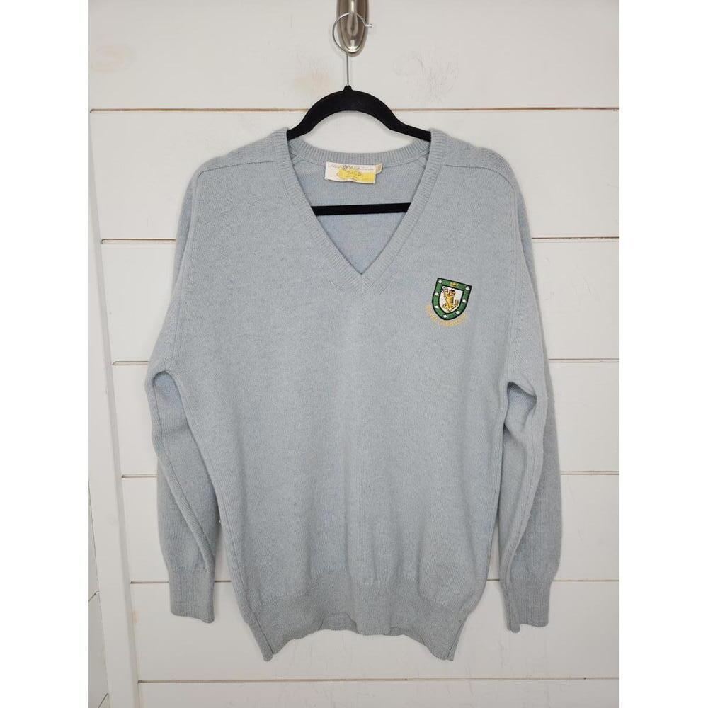 Vintage Royal Durinoch small blue v neck sweater by Glenmuir. Merino/cashmere